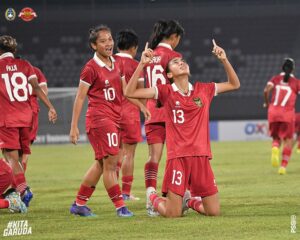 Claudia Scheunemann usai cetak gol ke gawang Thailand / PSSI