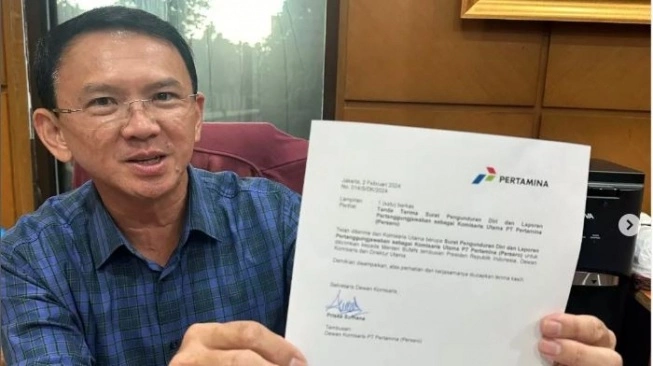 Basuki Tjahaja Purnama alias Ahok mengundurkan diri dari jabatan Komisaris Pertamina demi mengampanyekan Capres Cawapres nomor urut 3 Ganjar Pranowo-Mahfud MD, Jumat (2/2/2024). [Instagram/Ahok]