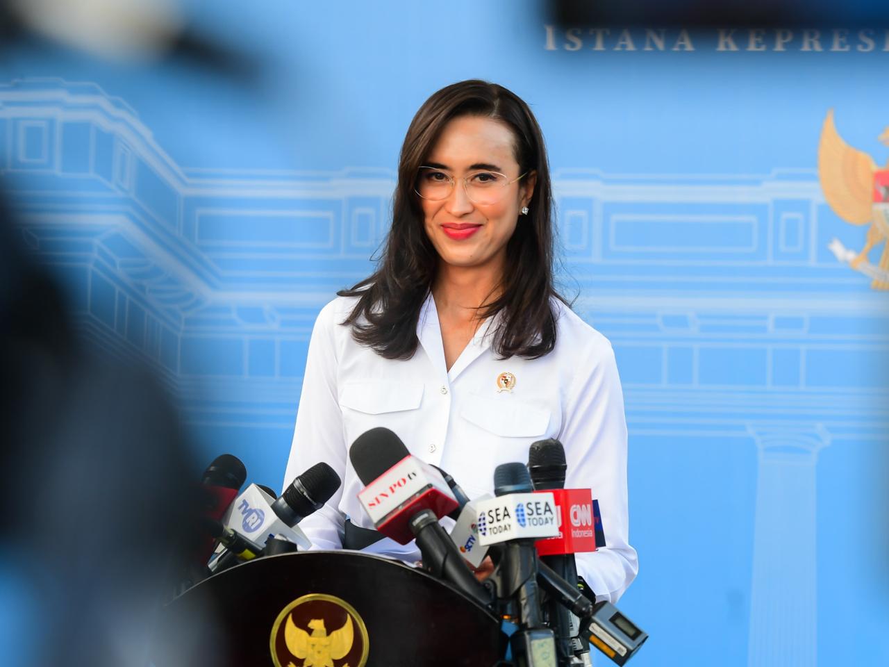 Menteri Pariwisata Widiyanti Putri menyampaikan keterangan pers kepada awak media di Istana Merdeka, Jakarta, Rabu (05/02/2025). (Foto: BPMI Setpres)