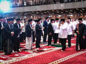 Presiden Prabowo Subianto menunaikan salat Idulfitri 1446 Hijriah di Masjid Istiqlal, Jakarta, pada Senin, 31 Maret 2025. (Foto: BPMI Setpres)