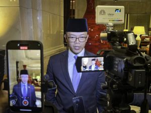 Menteri Luar Negeri Sugiono menyampaikan keterangannya setelah Jamuan Makan Malam Kenegaraan di Kompleks Istana Kepresidenan Turkiye, 10 April 2025 (Foto: BPMI Setpres)