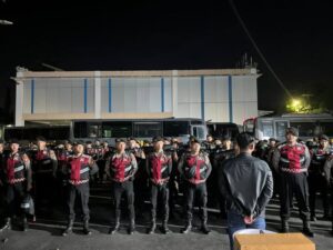 Ratusan personel Bantuan Kendali Operasi (BKO) dari Direktorat Samapta Polda Kaltim saat tiba di Samarinda / Polda Kaltim