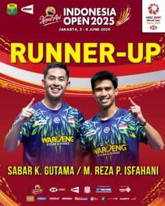 Pasangan Sabar Karyaman Gutama/Moh Reza Pahlevi Isfahani, harus puas menjadi runner-up setelah kalah dari ganda putra Korea Selatan Kim Won-ho/Seo Seung-jae dalam laga final / PBSI