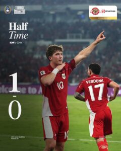 Laga Timnas Indonesia vs China yang berakhir 1-0 / twitter Timnas Indonesia