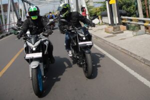 Yamaha juga mengajak awak media untuk touring ringan alias Saturday Morning Ride (Satmori) ke Senggigi.