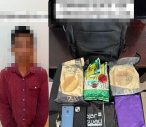 Tersangka dan barang bukti sabu yang diamankan