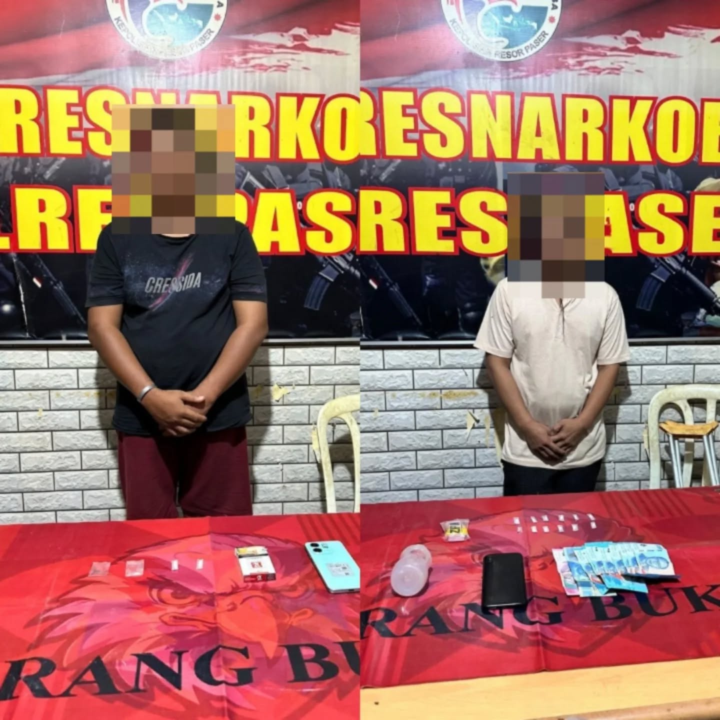Pelaku dan barang bukti sabu yang diamankan / Polda Kaltim