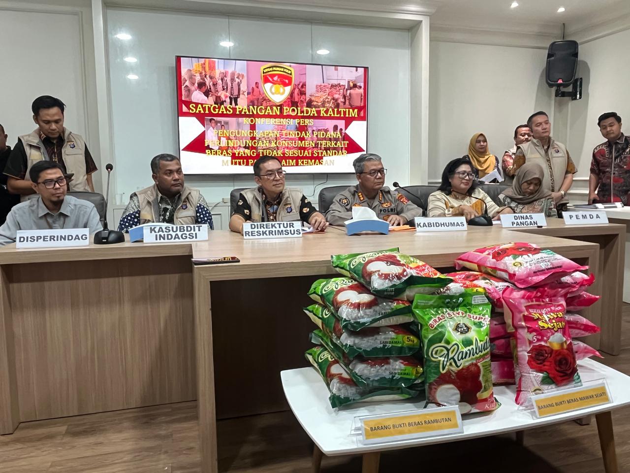 beras premium oplosan yang disita Polda Kaltim