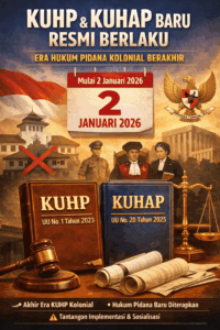 Kitab Undang-Undang Hukum Pidana (KUHP) dan Kitab Undang-Undang Hukum Acara Pidana (KUHAP) yang baru mulai berlaku efektif pada Jumat, 2 Januari 2026.