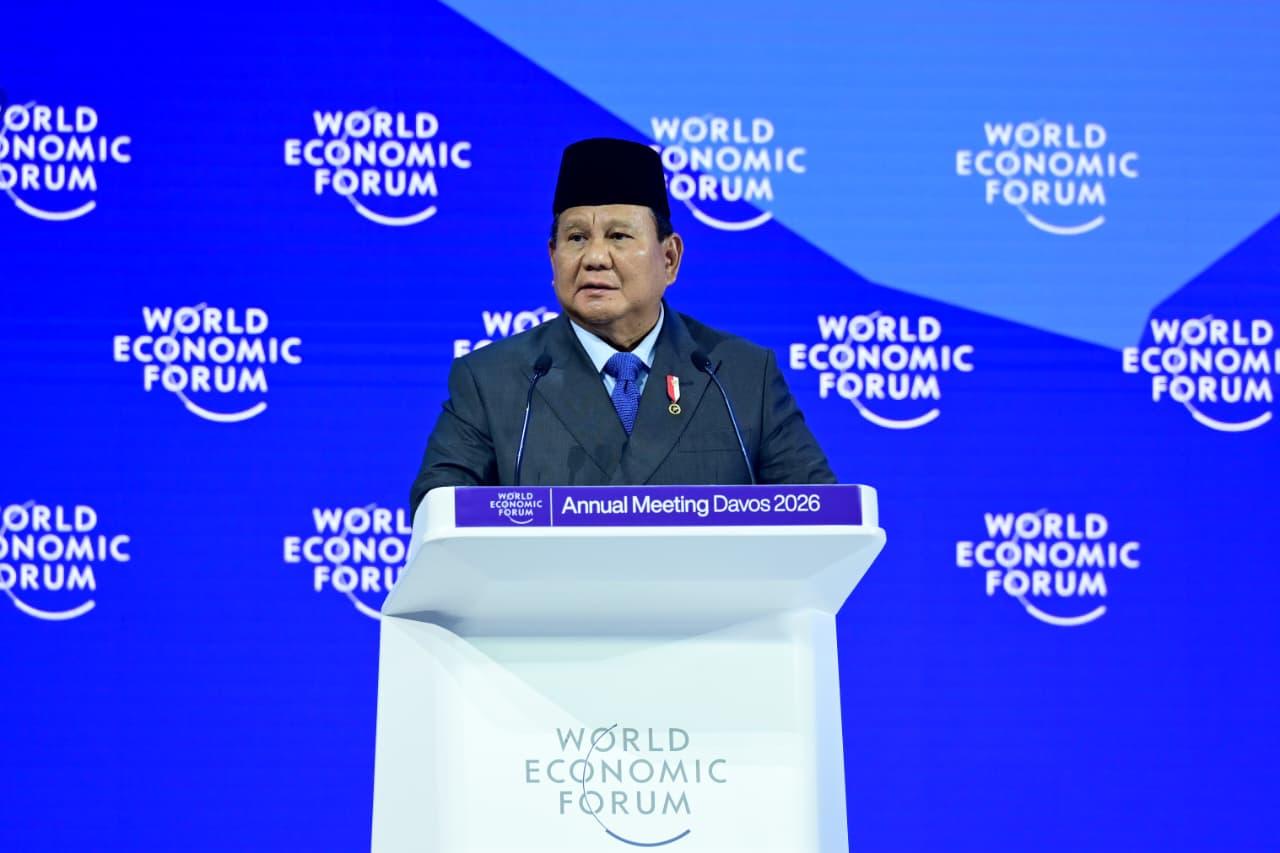 Presiden Prabowo Subianto menyampaikan pidato kunci pada World Economic Forum (WEF) Annual Meeting 2026 yang digelar pada Kamis, 22 Januari 2026, di Davos, Swiss