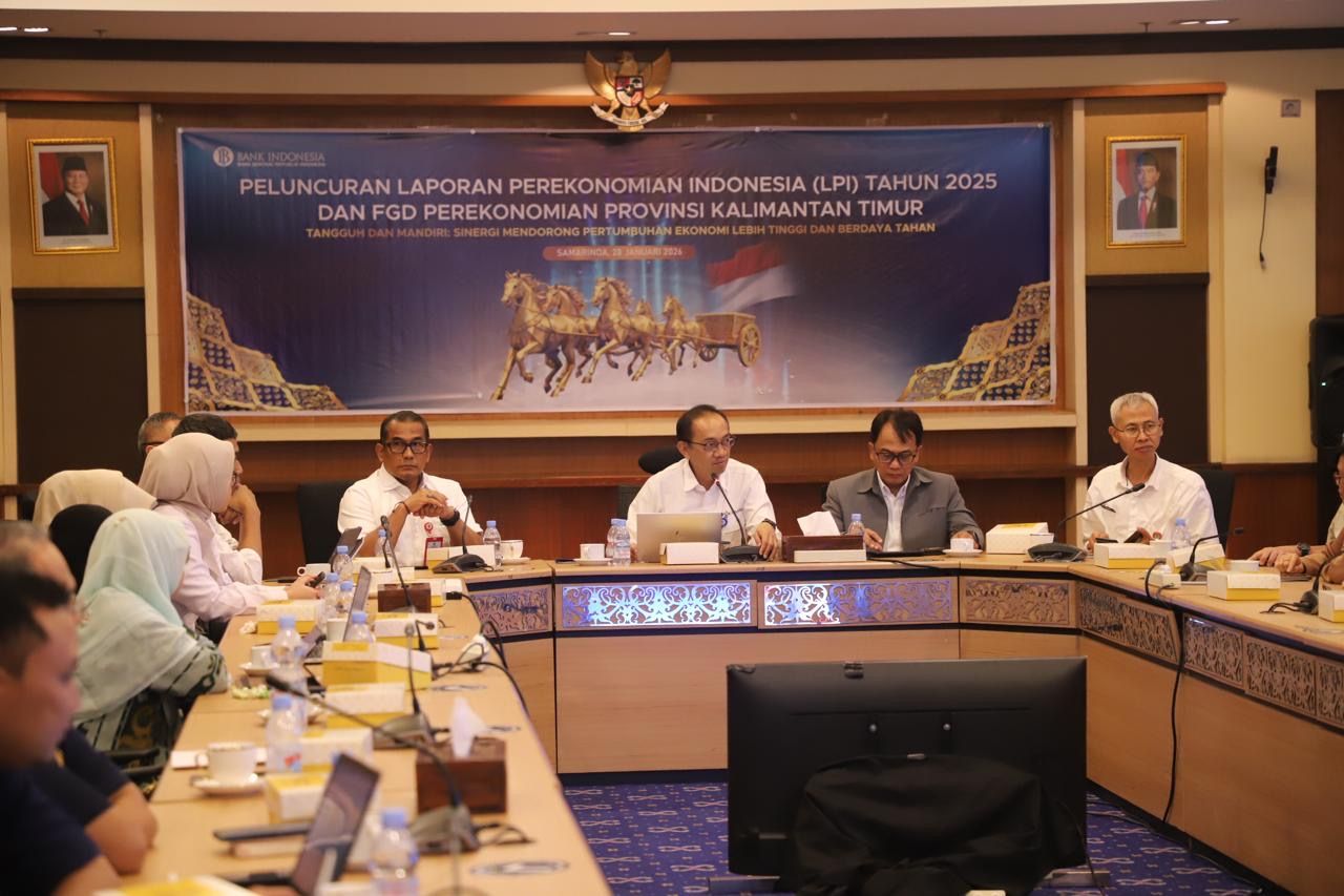 Peluncuran Laporan Perekonomian Indonesia (LPI) 2025 di Kantor BI Kaltim, Rabu (28/1/2026)