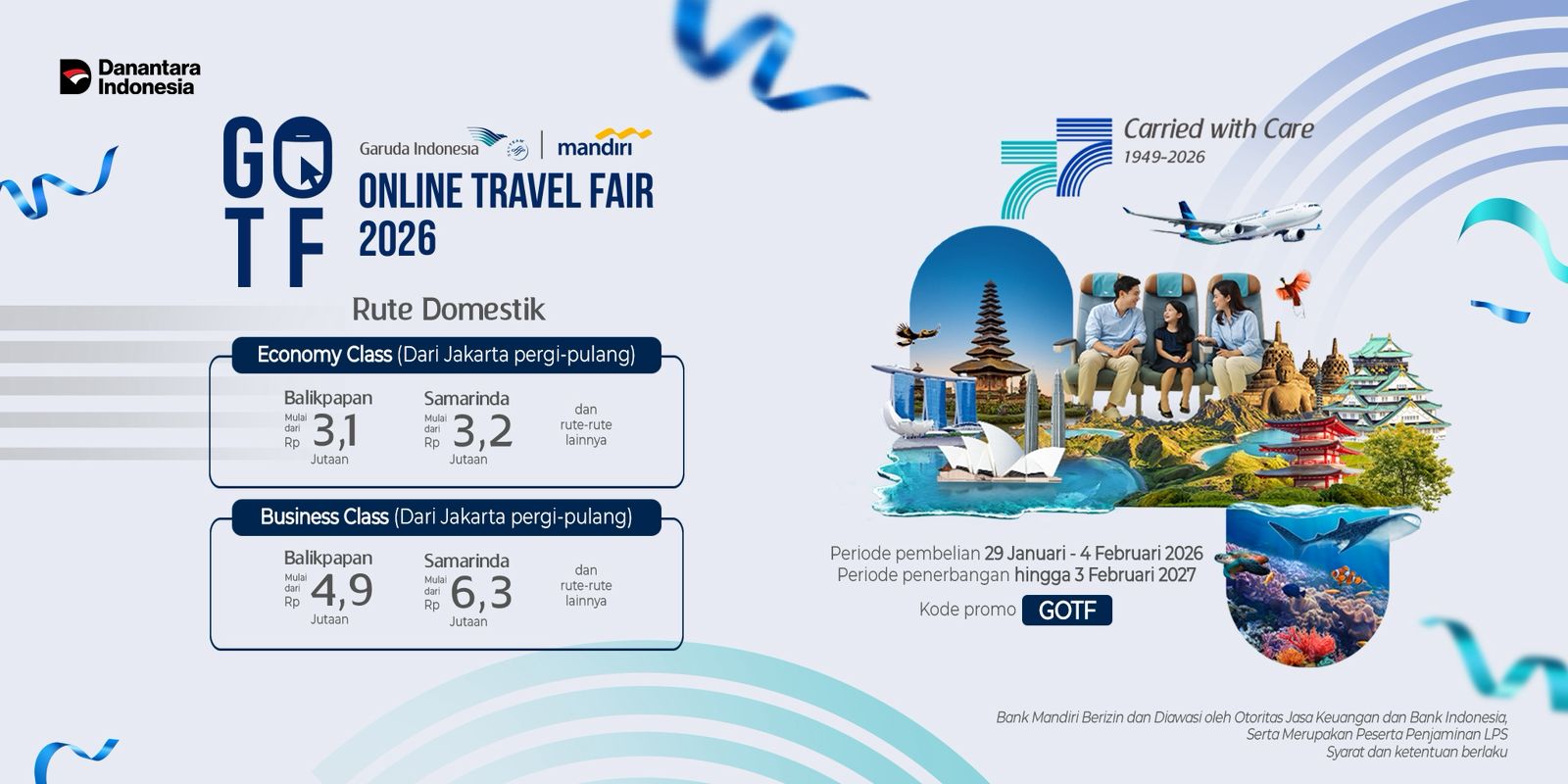 HUT ke-77, Garuda Indonesia resmi membuka gelaran Garuda Indonesia Online Travel Fair (GOTF) 2026 dengan memberikan diskon tiket 65 persen