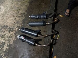 Empat knalpot motor yang disita Polresta Balikpapan