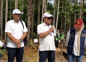 Keluarga Alumni Universitas Gadjah Mada (KAGAMA) bersama Wakil Wali Kota Balikpapan Bagus Susetyo melakukan penanaman 50 bibit pohon di kawasan IKN
