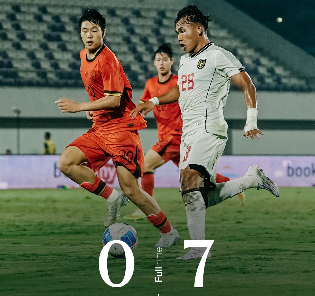 Laga Timnas U-17 Indonesia vs Timnas U-17 China berakhir dengan skor 0-7 / PSSI