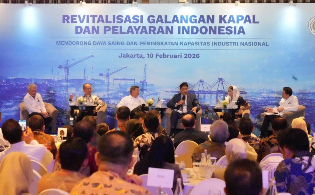 Suasana FGD Revitalisasi Galangan Kapal dan Pelayaran Indonesia di Jakarta, Selasa (10/2/2026), yang membahas penguatan daya saing industri galangan kapal nasional.