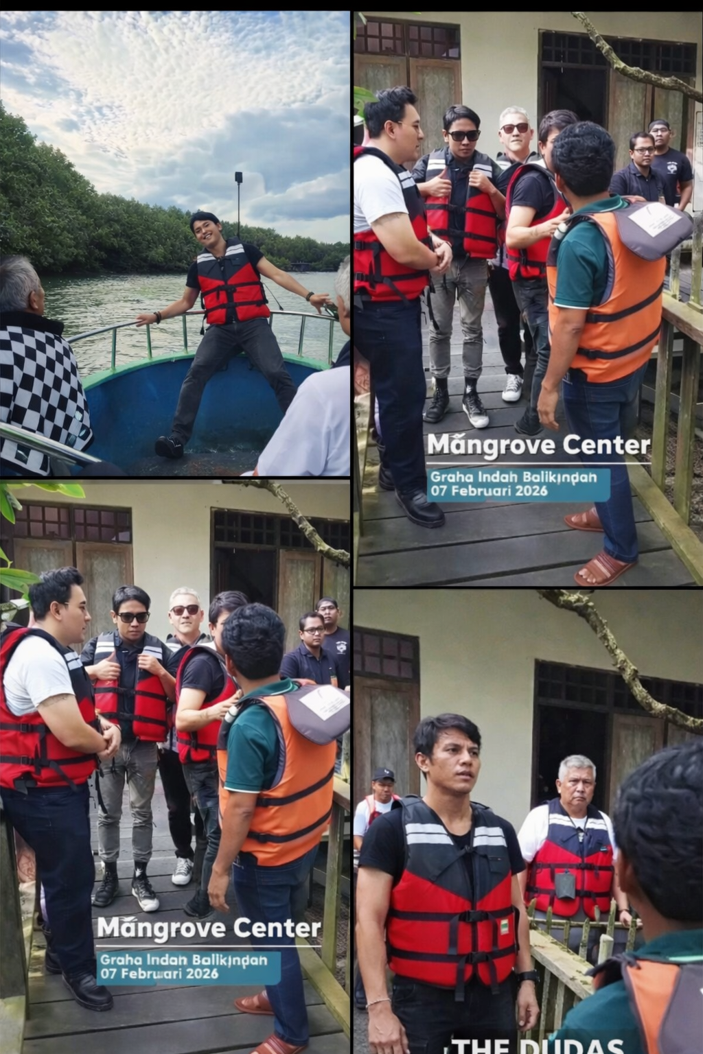 Ariel Noah, Gading Marten, Desta, hingga David Bayu (eks vokalis Naif) terlihat menyusuri eksotisnya Teluk Balikpapan pada Sabtu (7/2/2026). / FB Agus Bei