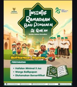 BAZNAS Balikpapan Salurkan Insentif Hafidz Al-Qur’an Ramadan 2026