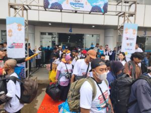 Arus mudik Lebaran 2026 melalui program mudik gratis yang diselenggarakan BUMN di Pelabuhan Semayang Balikpapan, Sabtu (14/3/2026) (foto : Samsul/Inibalikpapan)