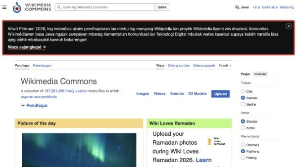 Kementerian Komunikasi dan Digital mengklarifikasi terjadinya pembatasan akses domain commons.wikimedia.org sebagai dampak mekanisme pengendalian konten atas indikasi temuan konten bermuatan perjudian (foto : Komdigi)