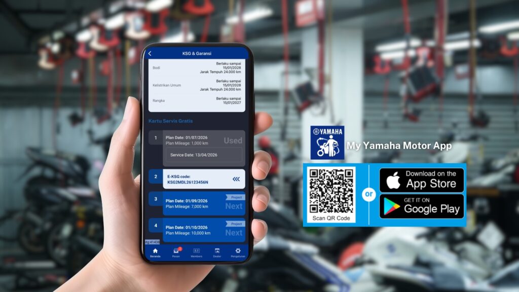 Yamaha meluncurkan fitur E-KSG (Electronic Kartu Servis Gratis) yang bisa diakses melalui aplikasi My Yamaha Motor.