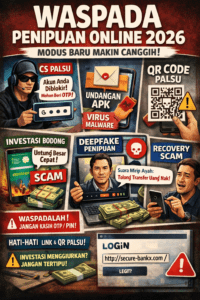 Modus penipuan online terus berkembang dan semakin canggih di tahun 2026. Pelaku kini memanfaatkan teknologi terbaru, termasuk kecerdasan buatan (AI), untuk menipu korban