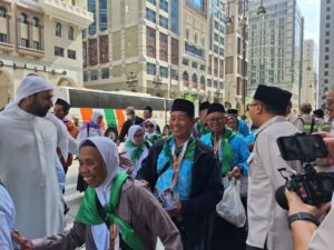 Jemaah haji Indonesia gelombang pertama sudah tiba Madinah Arab Saudi.