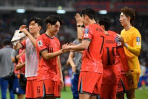 Pemain Timnas Korea Selatan saat memastikan lolos Piala Dunia 2026