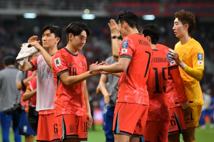 Pemain Timnas Korea Selatan saat memastikan lolos Piala Dunia 2026