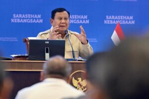 Presiden dalam sambutannya pada penutupan Sarasehan Kebangsaan Konvensi Sains, Teknologi, dan Industri Indonesia (KSTI) Tahun 2026 di Jakarta International Convention Center (JICC), Jakarta, pada pada Minggu (28/06/2026). (foto : Setneg)