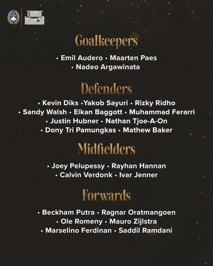 Daftar 23 pemain Timnas Indonesia di FIFA Matchday edisi Juni 2026 / PSSI