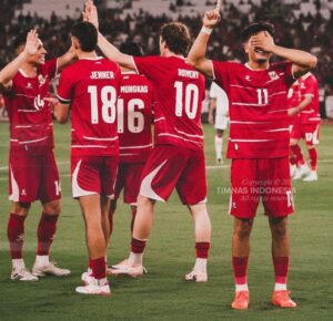 Ragnar Oratmangoen usai mencetk gol ketiga Timnas Indonesia ke gawang Oman dalam FIFA Matchday di Stadion Gelora Utama Bung Karno Jakarta, Jumat 5 Juni 2026 malam (foto : PSSI)
