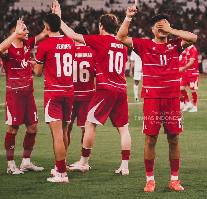 Ragnar Oratmangoen usai mencetk gol ketiga Timnas Indonesia ke gawang Oman dalam FIFA Matchday di Stadion Gelora Utama Bung Karno Jakarta, Jumat 5 Juni 2026 malam (foto : PSSI)