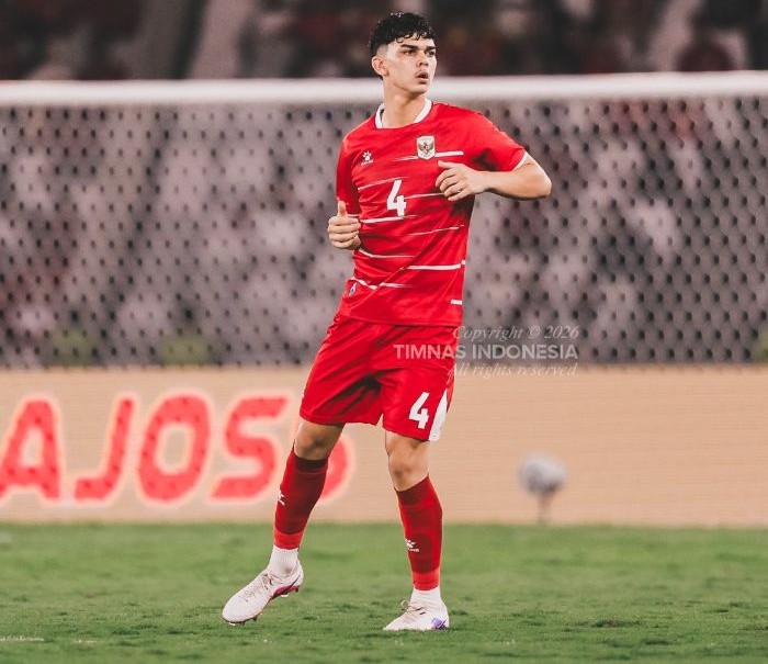 Mathew Baker menjalani debut bersama Timnas senior saat menghadapi Oman di Stadion Utama Gelora Bung Karno Jakarta, Jumat 5 Juni 2026 malam (foto : PSSI)