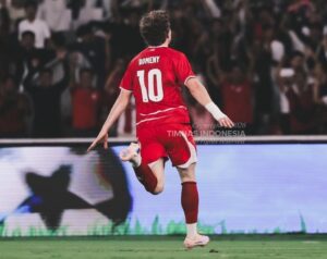 Ole Romeny usai mencetak gol ke gawang Mozambik di Stadion Utama Gelora Bung Karno, Jakarta, Selasa 9 Juni 2026 (foto : PSSI)