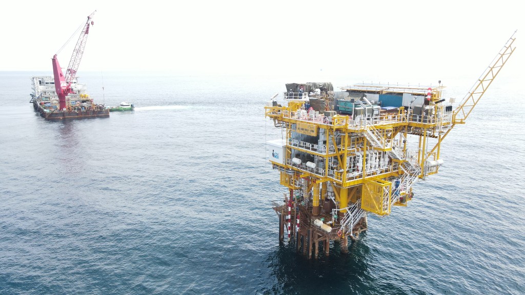 Platform WPN-6 milik PT Pertamina Hulu Mahakam di Lapangan Lepas Pantai Sisi Nubi, Kalimantan Timur, yang resmi onstream dan mulai berproduksi gas.