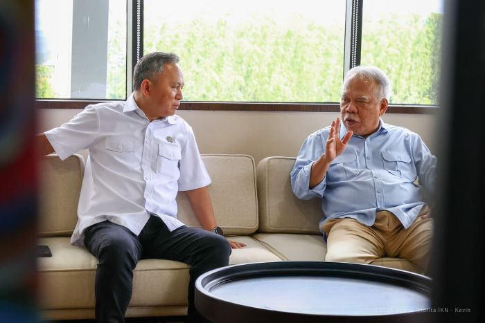 Kepala Otorita Ibu Kota Nusantara (IKN) Basuki Hadimuljono menerima kunjungan Wakil Menteri Hak Asasi Manusia (HAM) Republik Indonesia, Mugiyanto beserta jajaran, di Kantor Otorita IKN, Nusantara, pada Senin (22/06/2026)