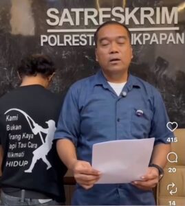 Kasat Reskrim Polresta Balikpapan Agus Fitriadi dan terduga pelaku (foto : Screensho IG Polresta Balikpapan)