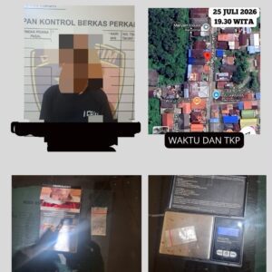 Polsek Balikpapan Timur menangkap seorang pria berinisial APB (30) yang diduga menguasai narkotika jenis sabu dalam operasi di kawasan Manggar, Balikpapan Timur, Sabtu (25/7/2026) malam.