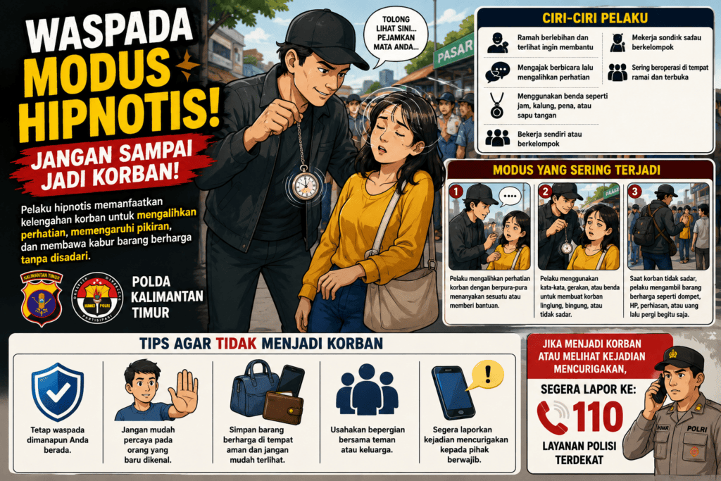 Waspada maraknya kejahatan dengan modus hipnotis atau gendam (foto : Ilustrasi AI)