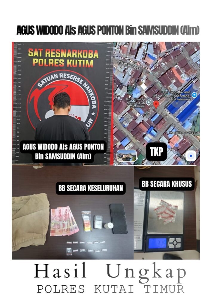 Pelaku dan barang bukti yang diamankan (foto : Dok Polres Kutim)