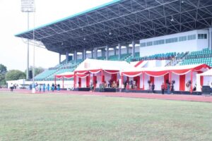 Pelaksanaan gladi kotor dan gladi bersih di Gelora Kadrie Oening (GOR) Sempaja Samarinda, Kamis (15/8) pagi (foto : Pemprov)