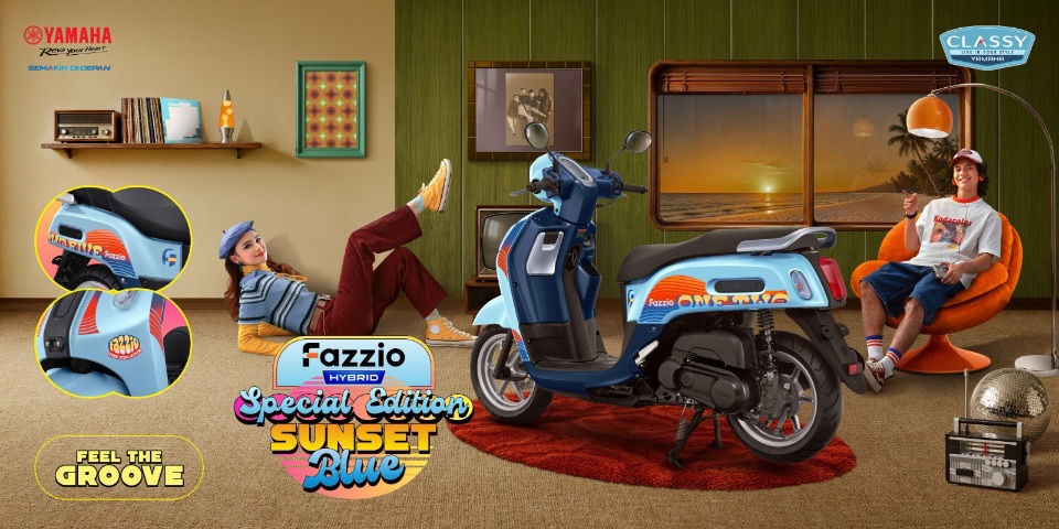 Yamaha Fazzio Hybrid Special Edition Sunset Blue hadir dengan nuansa Retro Summer.