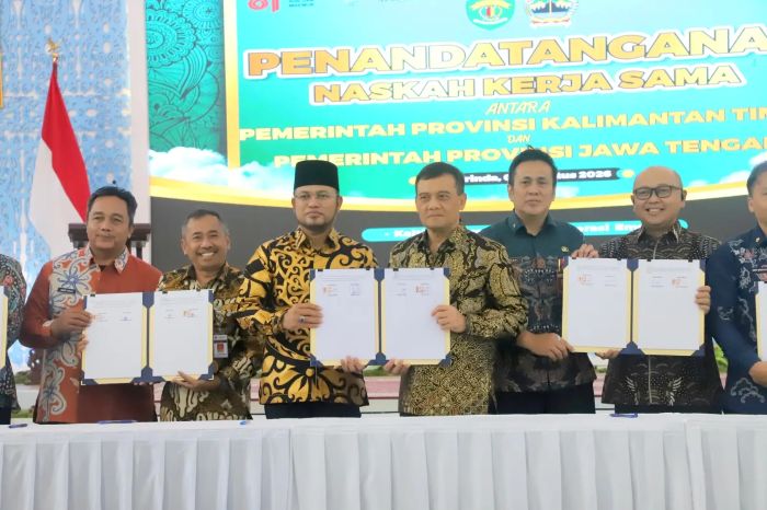 Pemerintah Provinsi Kalimantan Timur dan Pemerintah Provinsi Jawa Tengah resmi menandatangani Kesepakatan Bersama dan Perjanjian Kerja Sama di Pendopo Odah Etam, Kantor Gubernur Kaltim, Kamis (6/8/2026).