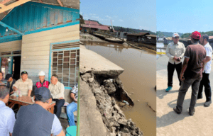 Jalan poros Samarinda–Tenggarong di Dusun Margasari, Desa Jembayan, Kecamatan Loa Kulu, Kutai Kartanegara (Kukar), ditutup