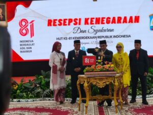Resepsi Kenegaraan dan Syukuran Kemerdekaan di Aula Balai Kota Balikpapan, Senin (17/8/2026) malam