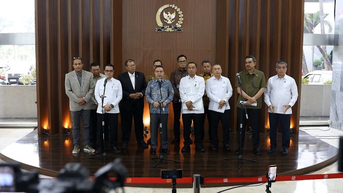 Wakil Ketua DPR RI Sufmi Dasco Ahmad usai rapat koordinasi pimpinan DPR RI bersama sejumlah kementerian dan pihak terkait di Gedung Nusantara III, Kompleks Parlemen, Senayan, Jakarta.|Foto : Mares/Andri